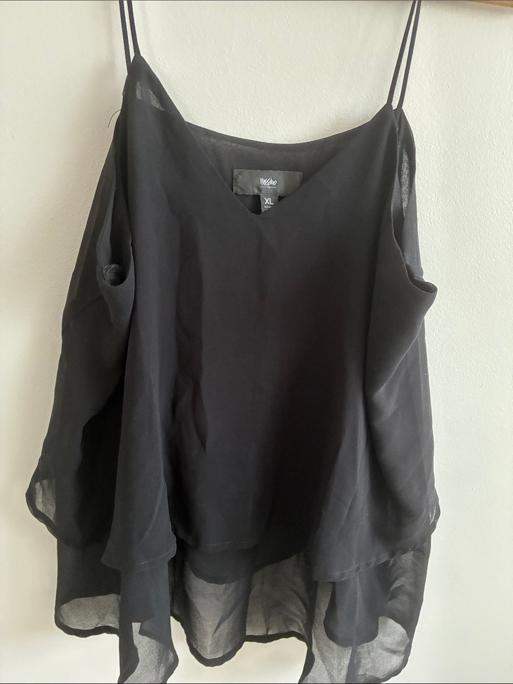 Massimo Black Layered Chiffon Spaghetti-Strap Camisole